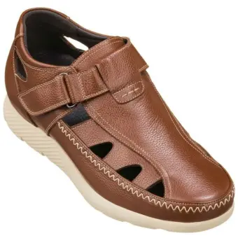 CALTO - K2133 - 2.8 Inches Taller (Brown) - Fisherman Sandal Lightweight