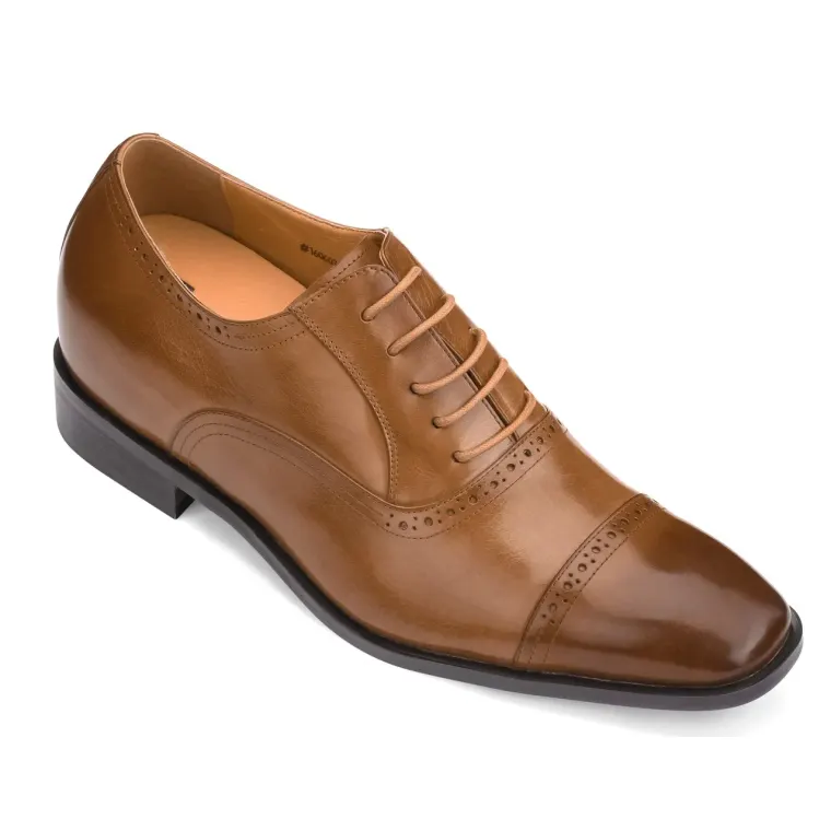 TOTO 3-Inch Taller Brown Dress Elevator Shoes F6506B