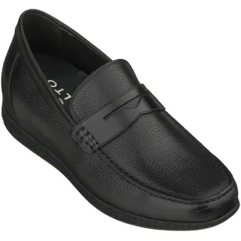 CALTO Black Penny Loafer Elevator Shoes - 2.4 Inches - S1090