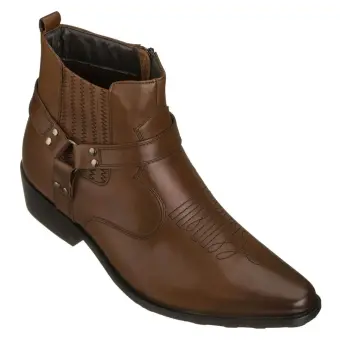 CALTO - T8113 - 3.3 Inches Taller (Dark Brown) - Zipper Boots