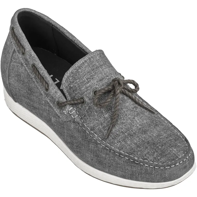 CALTO Denim Grey Boat Shoes - 2.4 Inches - S1101