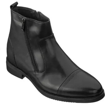 CALTO - S28001 - 3.2 Inches Taller (Black) - Lightweight - Zipper Boots