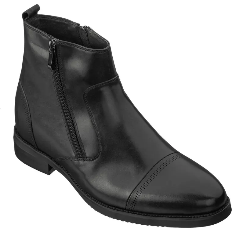 CALTO - S28001 - 3.2 Inches Taller (Black) - Lightweight - Zipper Boots