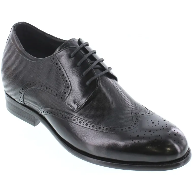 CALTO 3-Inch Taller Black Elevator Shoes