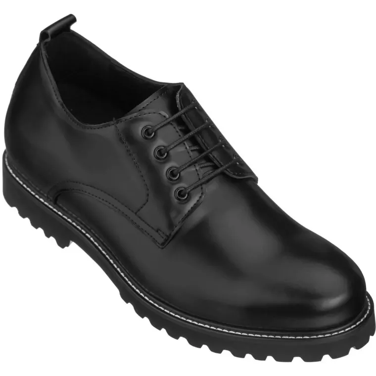CALTO S9118 - 3" Taller Black Leather Elevator Work Shoes