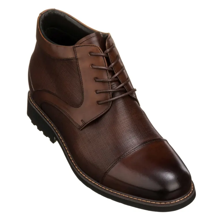 TOTO - Y41089 - 3.2 Inches Dark Brown Leather Boots