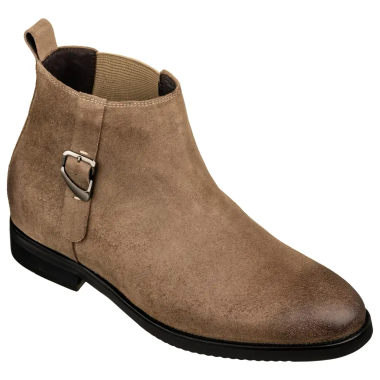 TOTO - K92083 - 3 Inches Taller (Nubuck Coffee Brown) - Chelsea Ankle Boots