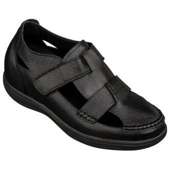 CALTO - K2661 - 3.2 Inches Taller (Black) - Casual Fisherman Sandal