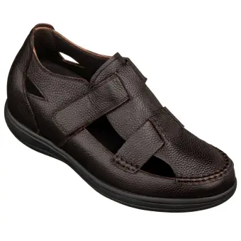 CALTO - K2662 - 3.2 Inches Taller (Dark Brown) - Casual Fisherman Sandal
