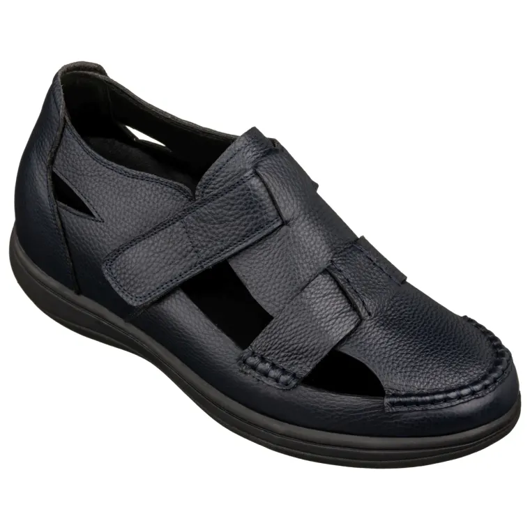 CALTO - K2663 - 3.2 Inches Taller (Navy) - Casual Fisherman Sandal