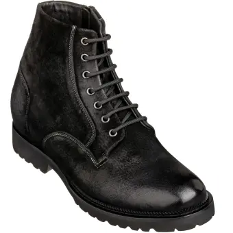 CALTO - K24401 - 3 Inches Taller (Nubuck Black) - Casual Zipper Boots