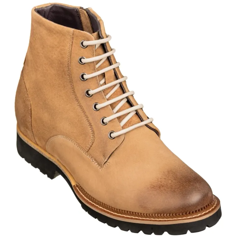 CALTO - K24403 - 3 Inches Taller (Brown) - Casual Zipper Boots