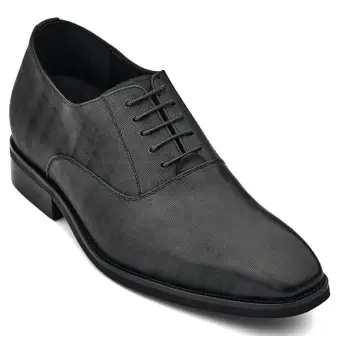 CALTO - Y3520 - 3 Inches Taller (Black) - Micro-Perforated Dress Oxford