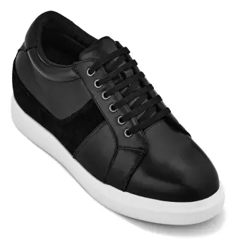CALTO - K1530 - 3 Inches Taller (Black) - Lightweight Leather Sneakers