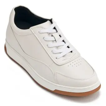 CALTO - Y7886 - 2.6 Inches Taller (Off-White/White & Gum Sole) - Elevated Leather Sneakers