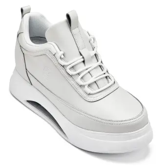 CALTO - S4926 - 3.2 Inches Taller (Bone/White Sole) - Chunky Elevated Platform Sneakers
