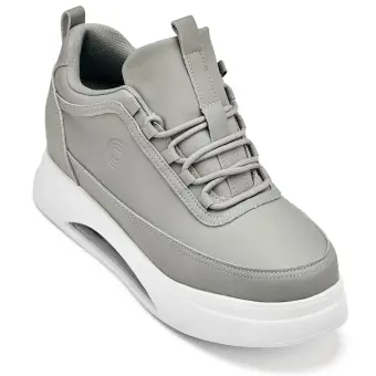 CALTO - S4927 - 3.2 Inches Taller (Dove Grey/White Sole) - Chunky Elevated Platform Sneakers