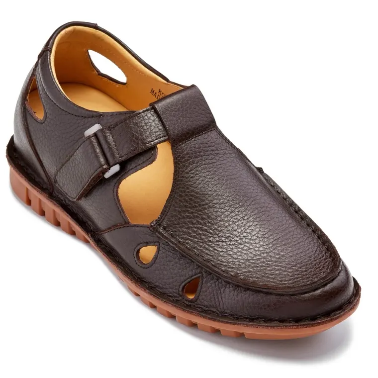 CALTO - K0752 - 2.8 Inches Taller (Coffee Brown) - Lightweight Casual Fisherman Sandal