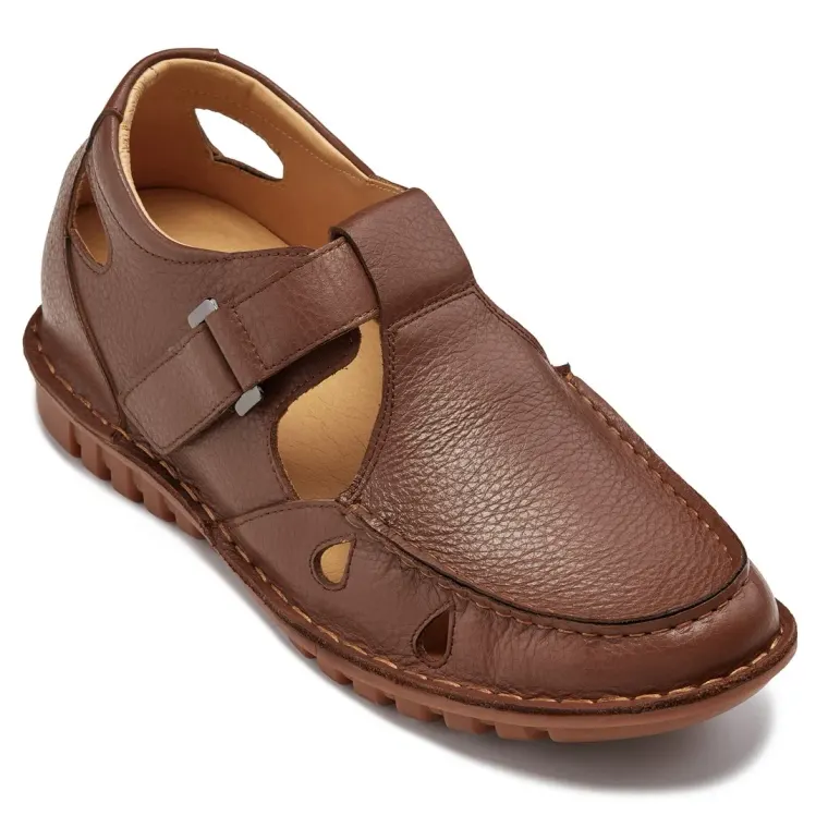 CALTO - K0753 - 2.8 Inches Taller (Camel Brown) - Lightweight Casual Fisherman Sandal