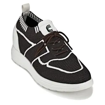 CALTO - X1342 - 2.8 Inches Taller (Mocha Brown/White) - Lace Up Casual Walker - Lightweight