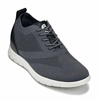 CALTO - X2213 - 2.4 Inches Taller (Moon Gray/Black) - Lace Up Casual Walker - Lightweight