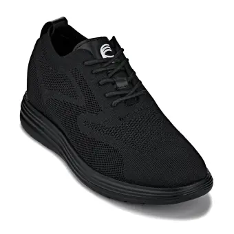 CALTO - X2631 - 2.8 Inches Taller (Black/Black Sole) - Lace Up Casual Walker - Lightweight