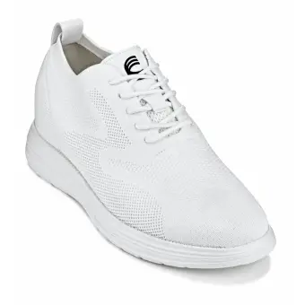 CALTO - X2633 - 2.8 Inches Taller (White) - Lace Up Casual Walker - Lightweight