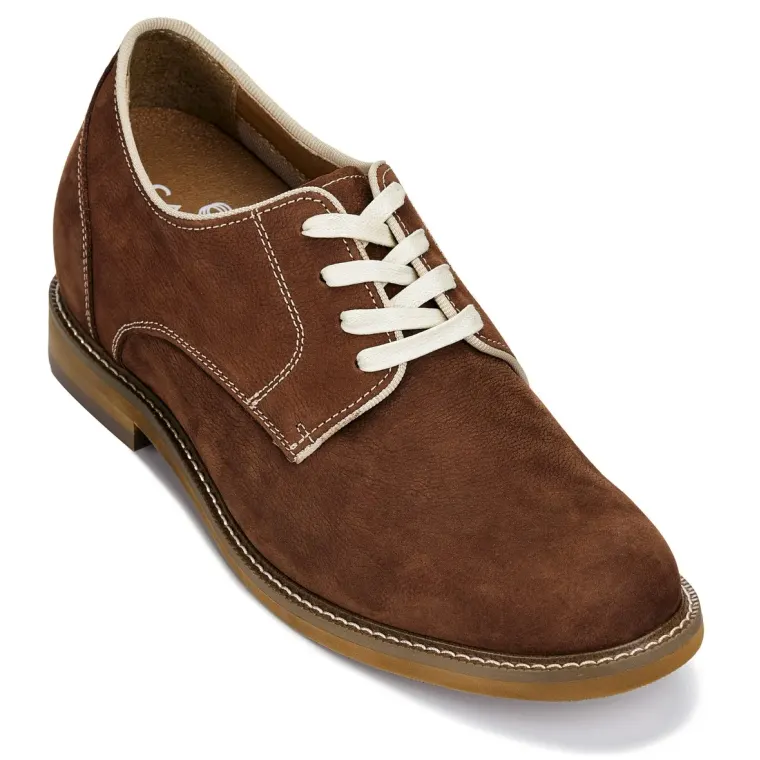 CALTO - J1313 - 3 Inches Taller (Terracotta Brown) - Business Casual Leather Derbies