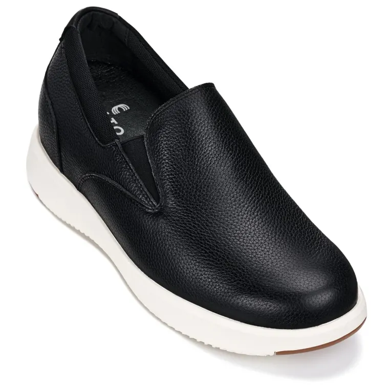CALTO - J1420 - 2.8 Inches Taller (Onyx) - Leather Loafers