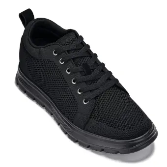 CALTO - X2320 - 2.4 Inches Taller (Black/Black Sole) - Lace Up Casual Sneaker - Lightweight