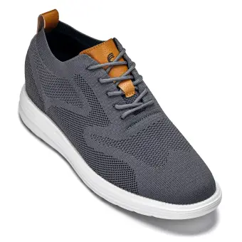 CALTO - X2636 - 2.8 Inches Taller (Iron Grey/Brown) - Lace Up Casual Walker - Lightweight