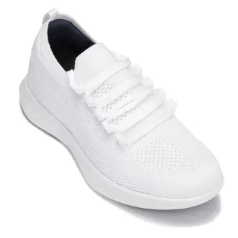 CALTO - QA061 - 2.4 Inches Taller (White/White Sole) - Lightweight Knitted Sneakers