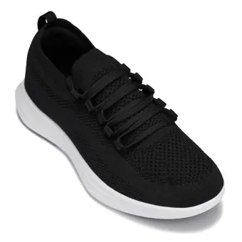 CALTO - QA062 - 2.4 Inches Taller (Black/White Sole) - Lightweight Knitted Sneakers