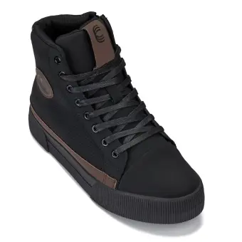 CALTO - S3422 - 2.4 Inches Taller (Black/Coffee Brown) - Cap Toe High Top Zip-Up Sneaker Boots