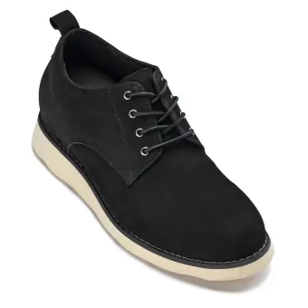 CALTO - Y7261 - 2.8 Inches Taller (Black) - Nubuck Upper Wedge Sole Work Boots