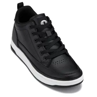 CALTO - Q271 - 2 Inches Taller (Black Noir) - Elevated Leatherette Micro-Perforated Sneakers