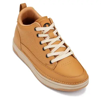 CALTO - Q274 - 2 Inches Taller (Camel Brown & Gum Sole) - Elevated Leatherette Micro-Perforated Sneakers