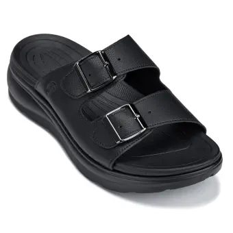 CALTO - X1660 - 2 Inches Taller (Black Buckle) - Dual Adjustable Buckle Sandal