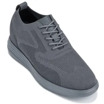 CALTO - X2641 - 2.8 Inches Taller (Iron/Dark Grey Sole) - Lace Up Casual Walker - Lightweight