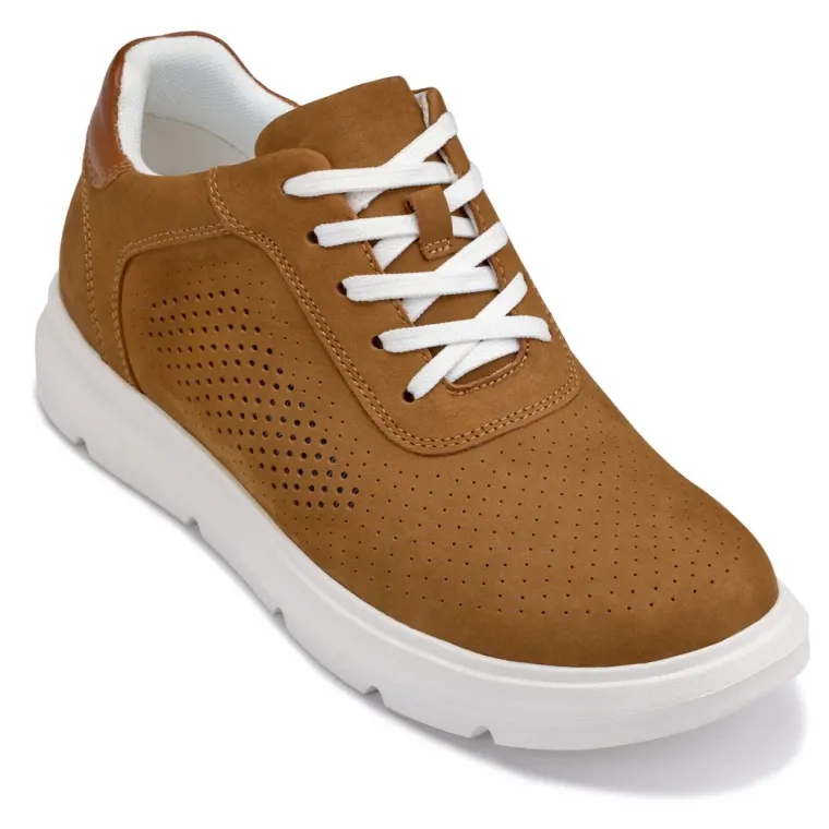CALTO - J1583 - 2.6 Inches Taller (Brown) - Lightweight Casual Walkers