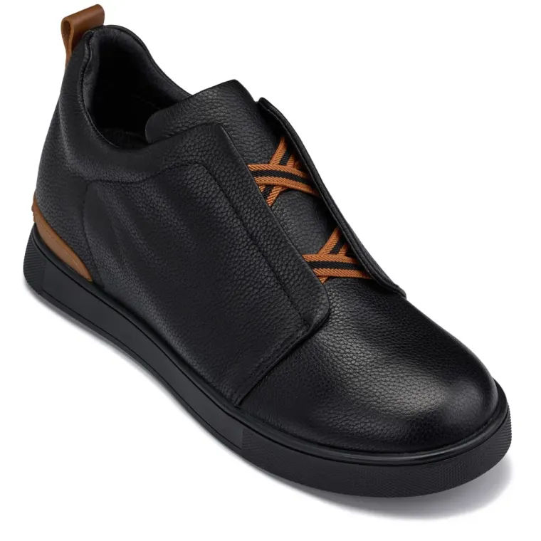 CALTO - J1931 - 2.6 Inches Taller (Black/Black Sole) - Slip-On Snoafers