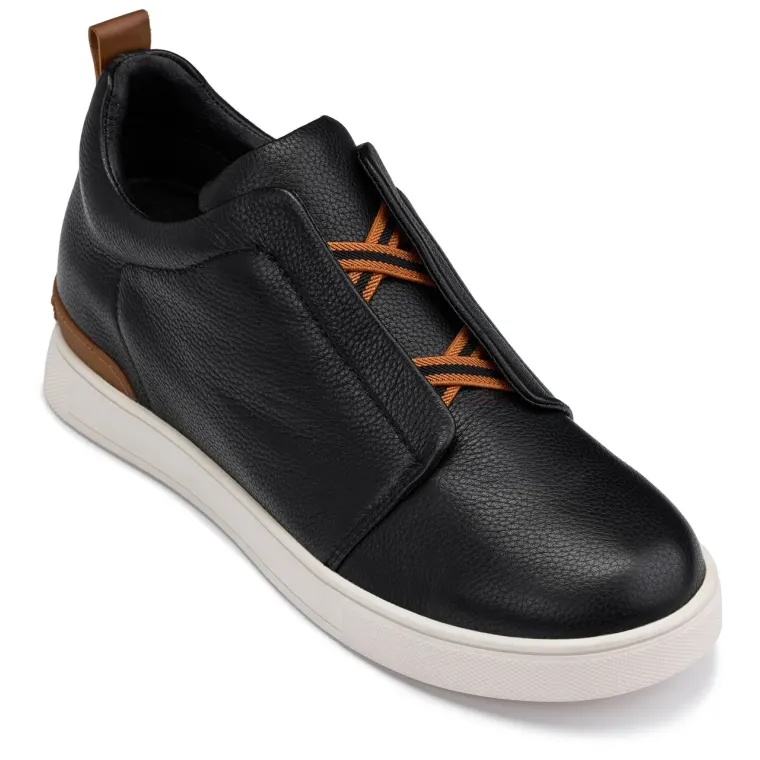 CALTO - J1932 - 2.6 Inches Taller (Black/White Sole) - Slip-On Snoafers