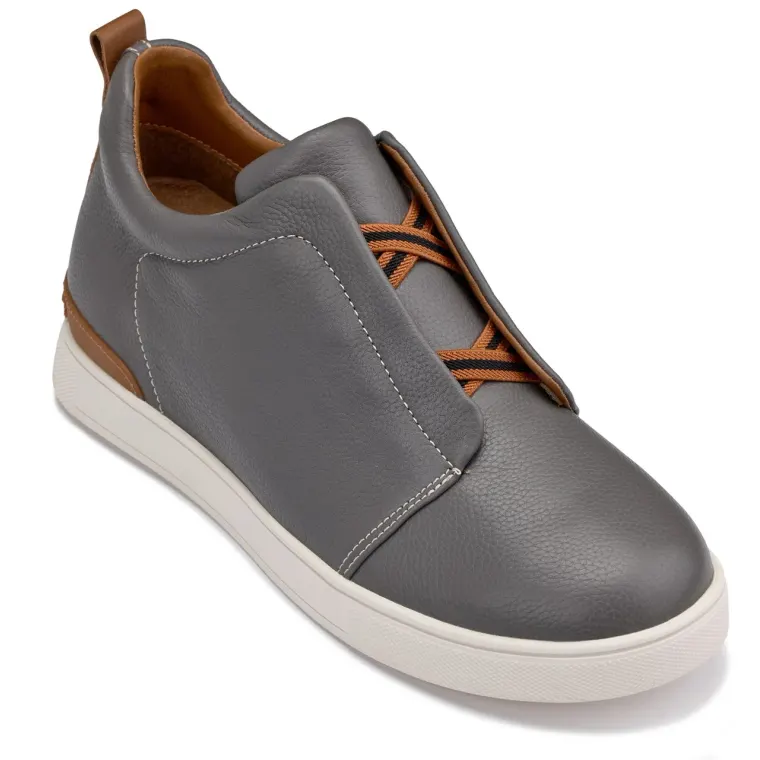 CALTO - J1935 - 2.6 Inches Taller (Grey) - Slip-On Snoafers
