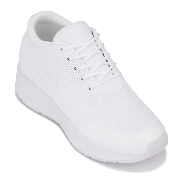 CALTO - X2691 - 2.8 Inches Taller (White/White Sole) - Lightweight Sporty Sneakers