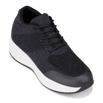 CALTO - X2692 - 2.8 Inches Taller (Charcoal/White Sole) - Lightweight Sporty Sneakers