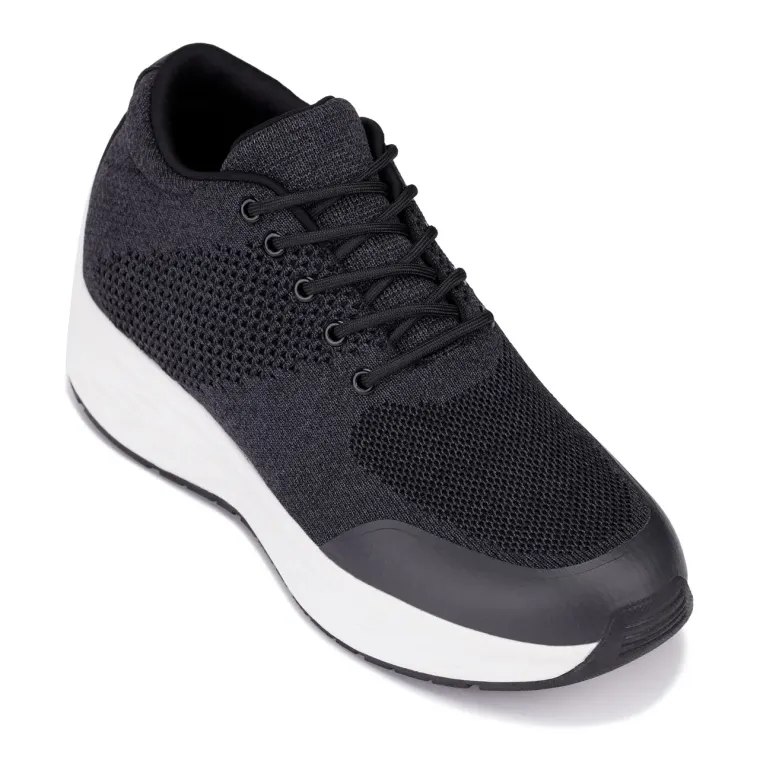 CALTO - X2692 - 2.8 Inches Taller (Charcoal/White Sole) - Lightweight Sporty Sneakers