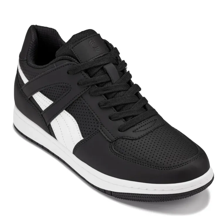 CALTO - S2530 - 2.2 Inches Taller (Black/White) - Contemporary Casual Sneaker