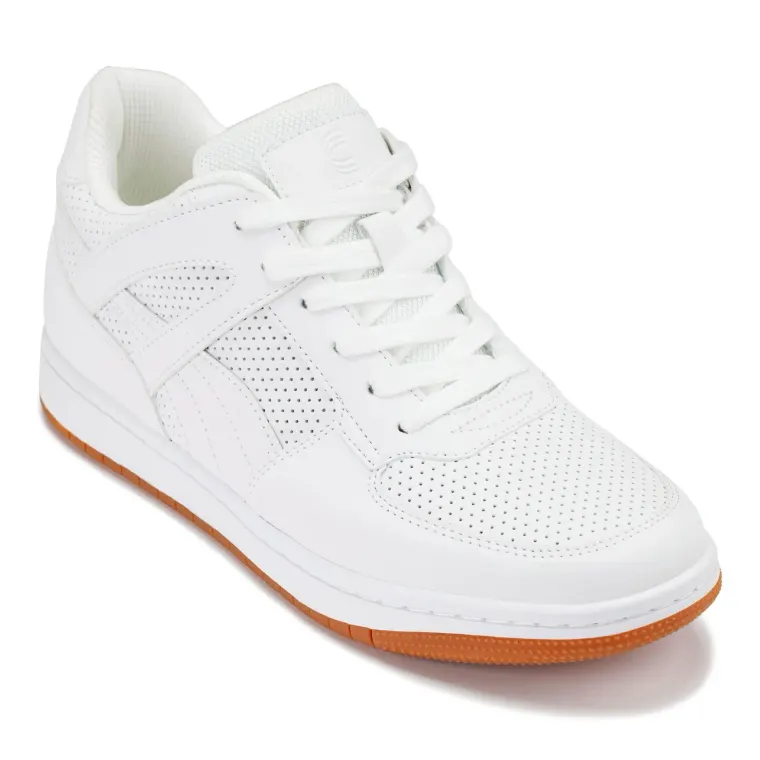 CALTO - S2531 - 2.2 Inches Taller (White) with Gum Sole - Contemporary Casual Sneaker