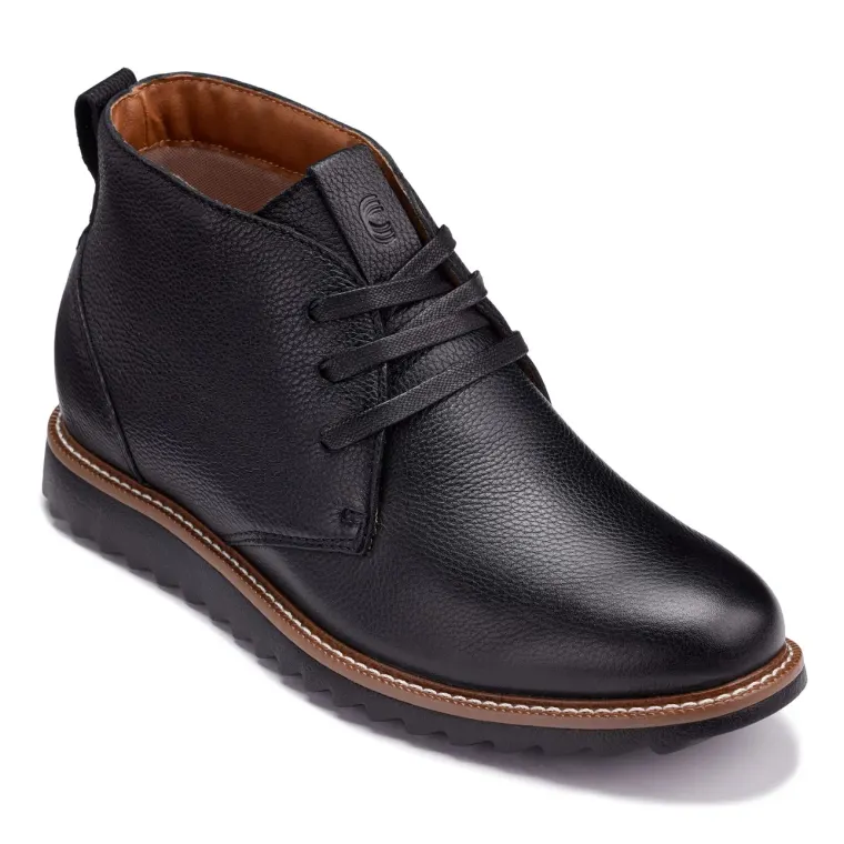 CALTO - J2190 - 2.6 Inches Taller (Black/Black Sole) - Chukka Boots