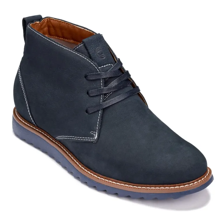 CALTO - J2191 - 2.6 Inches Taller (Ultramarine Blue/Blue Sole) - Nubuck Chukka Boots